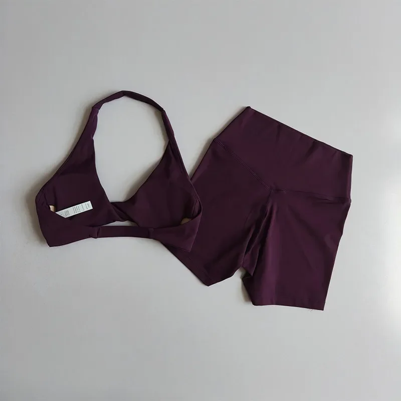Damen-Sport-BH mit Neckholder, Push-Up, Brustfreilassend, Pilates-Top, Yoga-Bekleidung, Fitness-BH für Gym und Laufen, mit schönem Rückendesign – Detail 9
