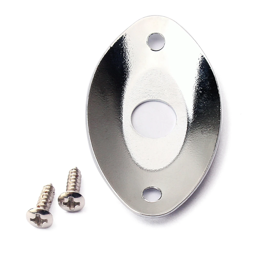 

Chrome Jack Socket Special-shaped Sheet Guitar Input Plate Cable Oval Silver Plug