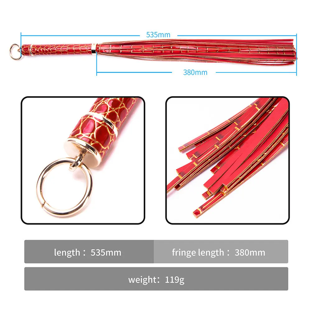 53.5CM PU Leather Horse Whip Glossy Leather tassel Supplies,Equestrianism Horse Crop