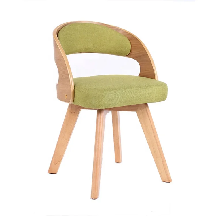

#Bent PU fabric fabric dining chair white wooden chair nothing