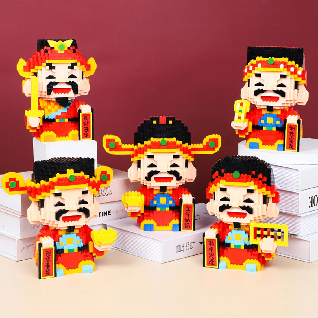 

Chinese The God Of Wealth Building Block Model 3D Figure Assembled Bricks Toys For Store Or Living Room Decoration New Year Gift