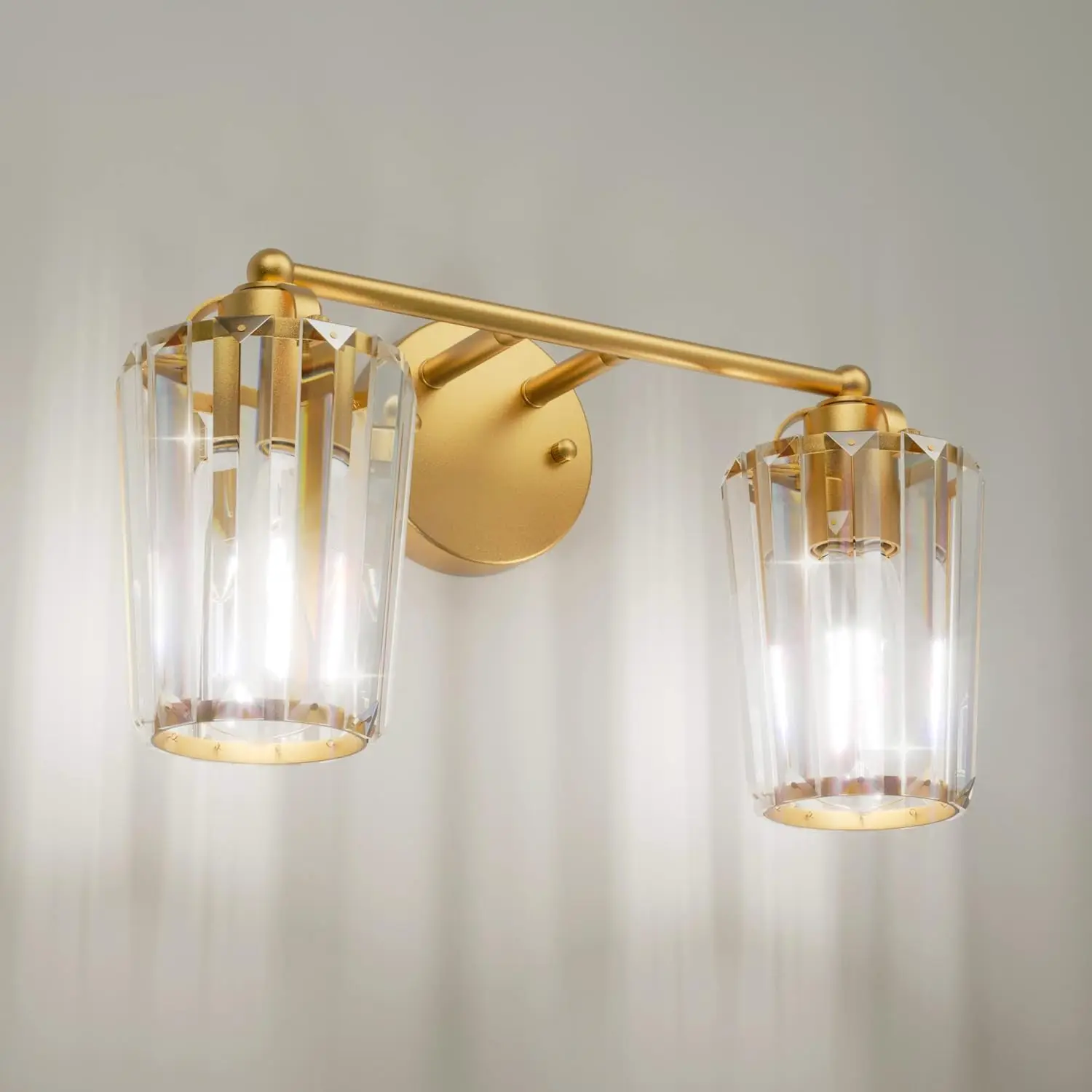 Gold Bathroom Vanity Light Crystal Vanity Light For Bathroom 2 Lights Modern Vanity Lighting Fixtures (Exclude Bulb)