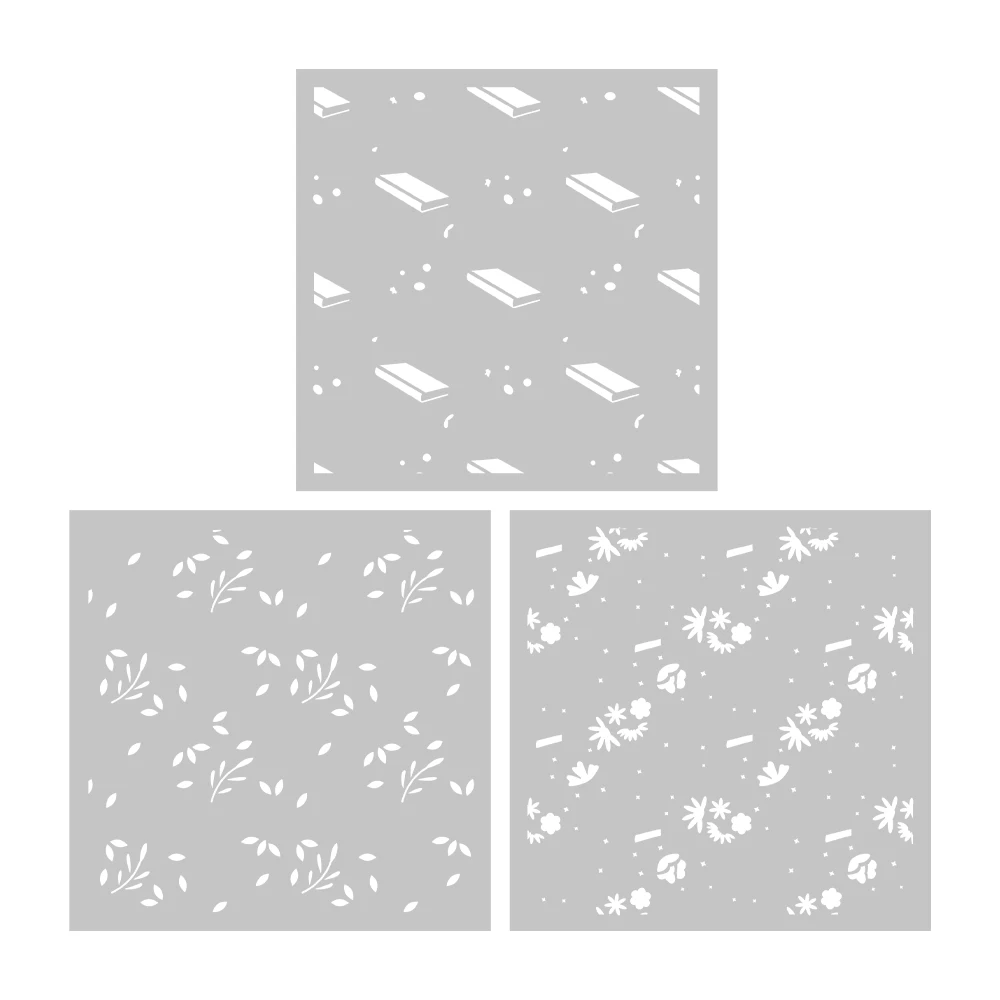 MangoCraft 3PCs Summer Spring Floral Grass Plastic Stencils Decor DIY Scrapbooking Supplies Stencil