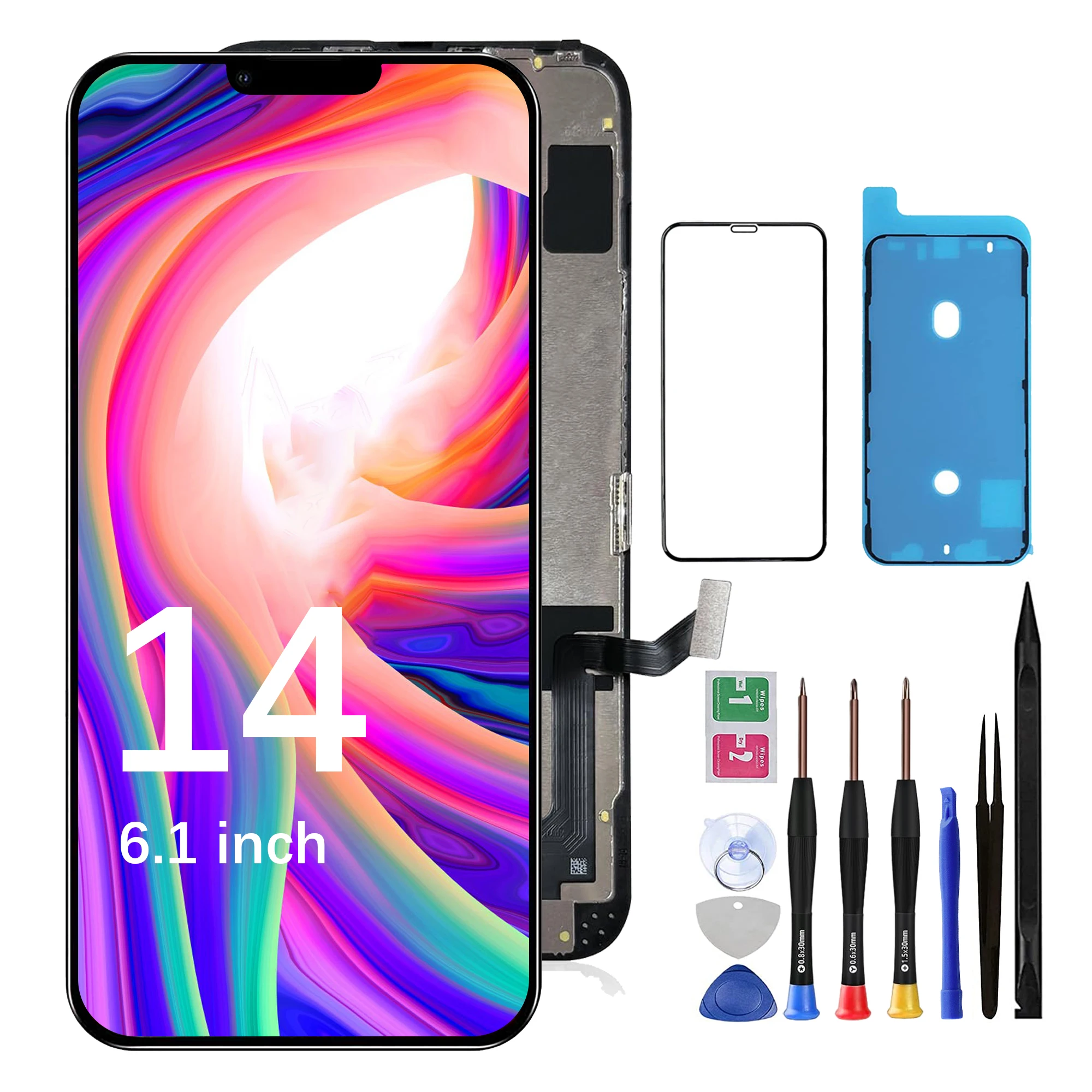 Screen Replacement for iPhone 14 6.1-inch LCD Touchscreen with Replaceable IC, Tools Included