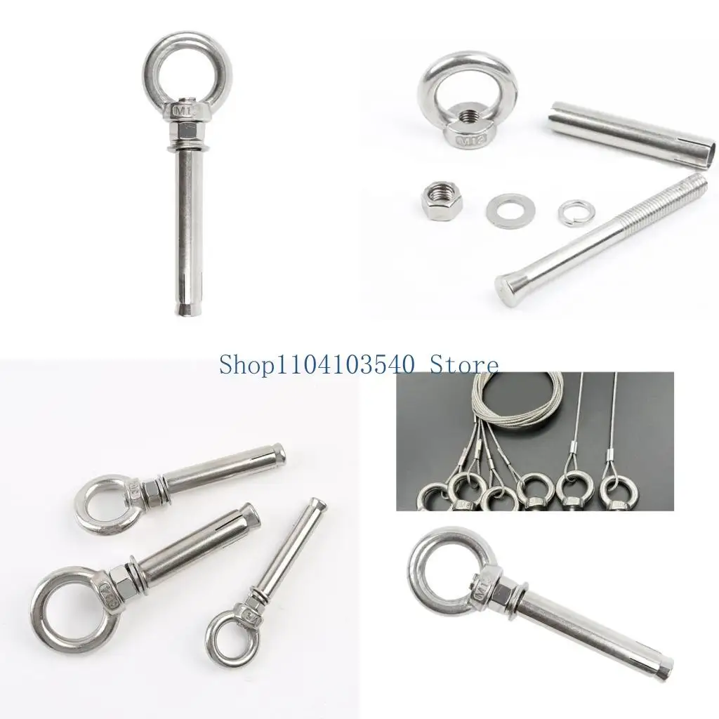 

02DC Expansion Bolt with Internal Eye Bolt Set of 5 Expansion Screws M8x90mm/m8x80mm/M8x100mm Option Fixing Wire Rope