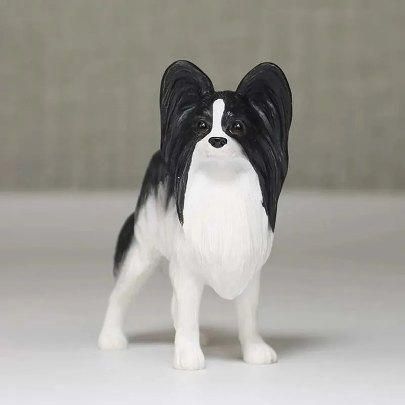 Mini modelo de perro Babylonian Papillon a escala 1/6 para decoración de simulación de 12 pulgadas figuras de juguete hechas a mano