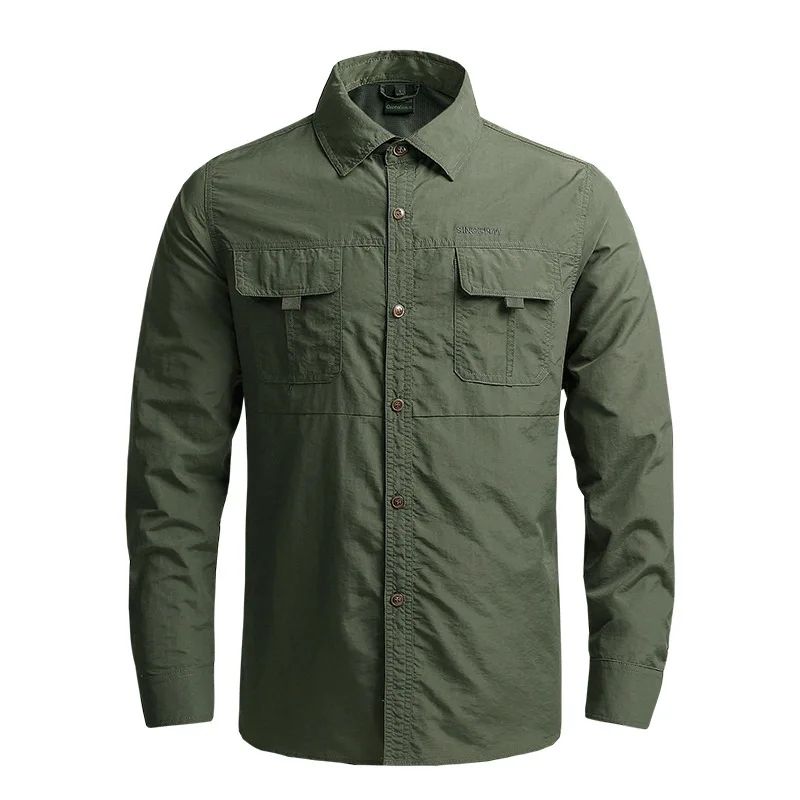 2024 Men Casual Cargo Long Sleeve Shirts Mens Tactic Military Multi Pocket Shirt Men’s Shirt Formal Tops Outerwear Plus Size 4XL