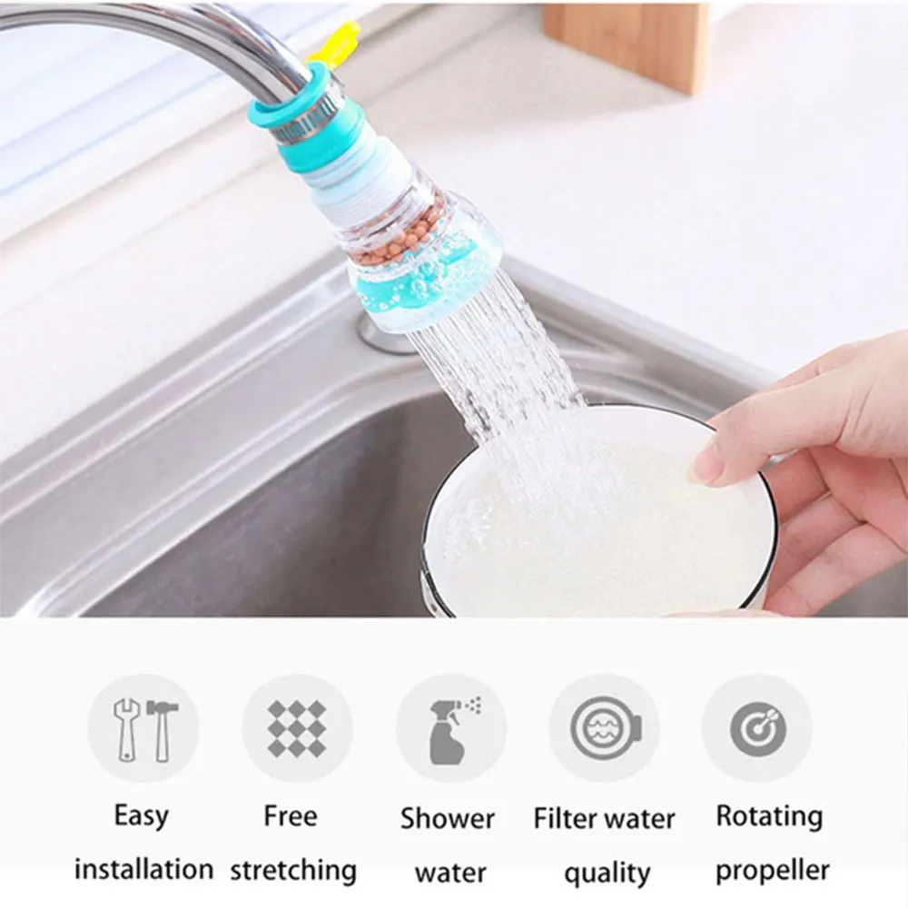 JJYY Maifan stone faucet water filter 360 ° rotating telescopic shower tap water filter kitchen splash-proof shower