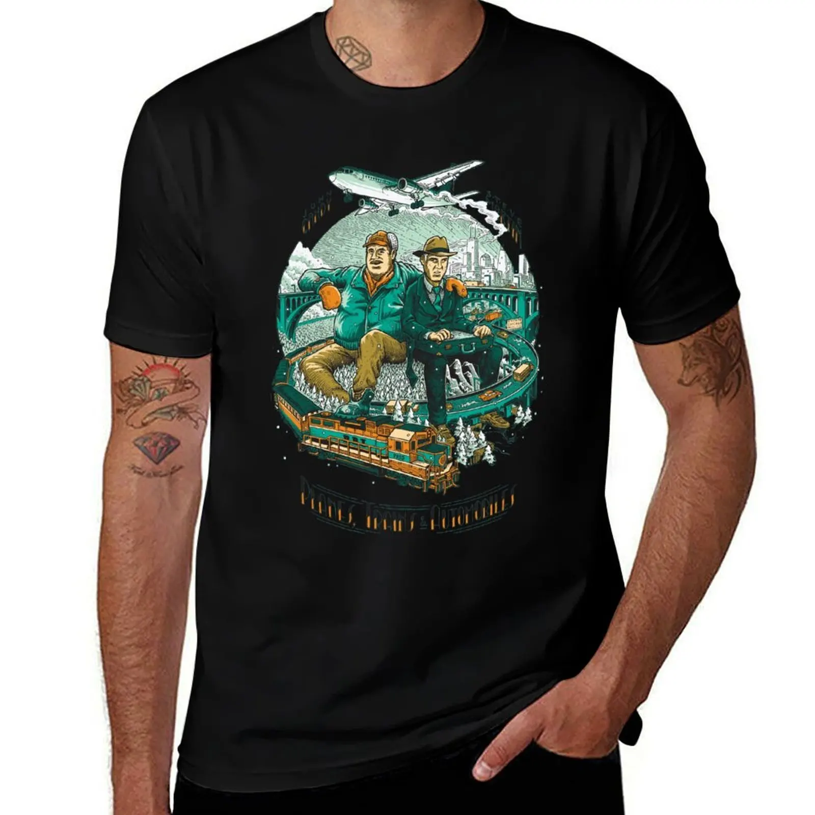 

planes and trains automobiles T-Shirt Abstract Pattern Print Top