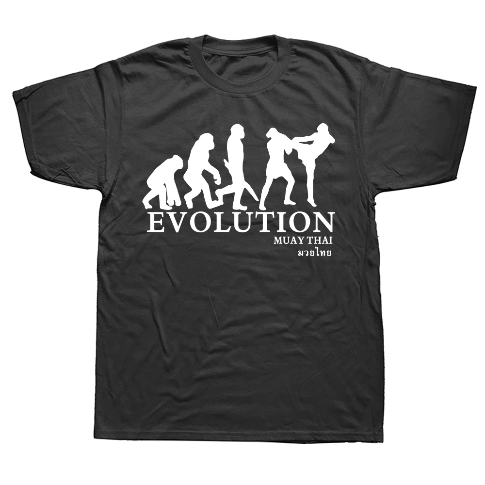 Camisetas divertidas de Muay Thai Boxinger Evolution, ropa informal de algodón con gráfico, camiseta de arte marcial Harajuku de manga corta