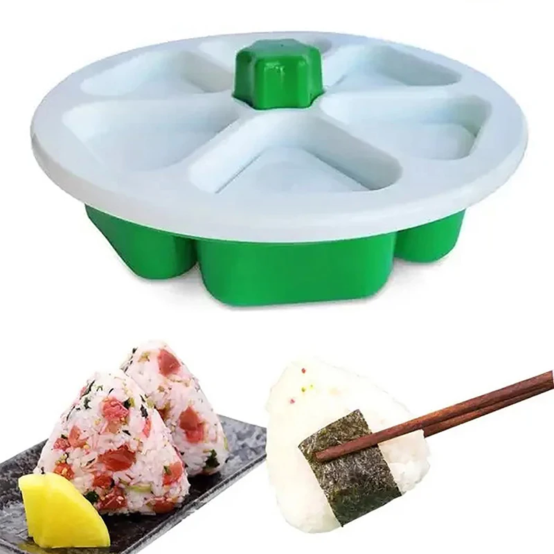 Caixa Bento Plástica com 6 Compartimentos, Prensa Onigiri, Make Nori Bunsen, Molde Triângulo, Utensílios de Cozinha, 1Pc