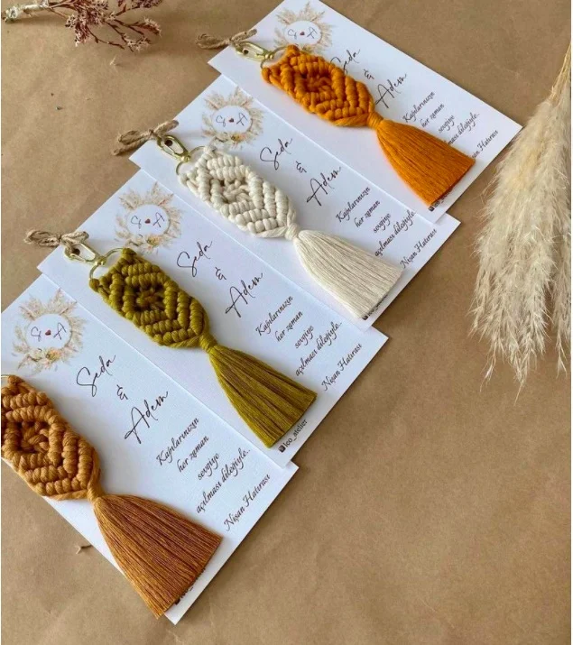 Hediyelik Macrame Keychain 50 PCs DÜGÜN PROMISE APRIL