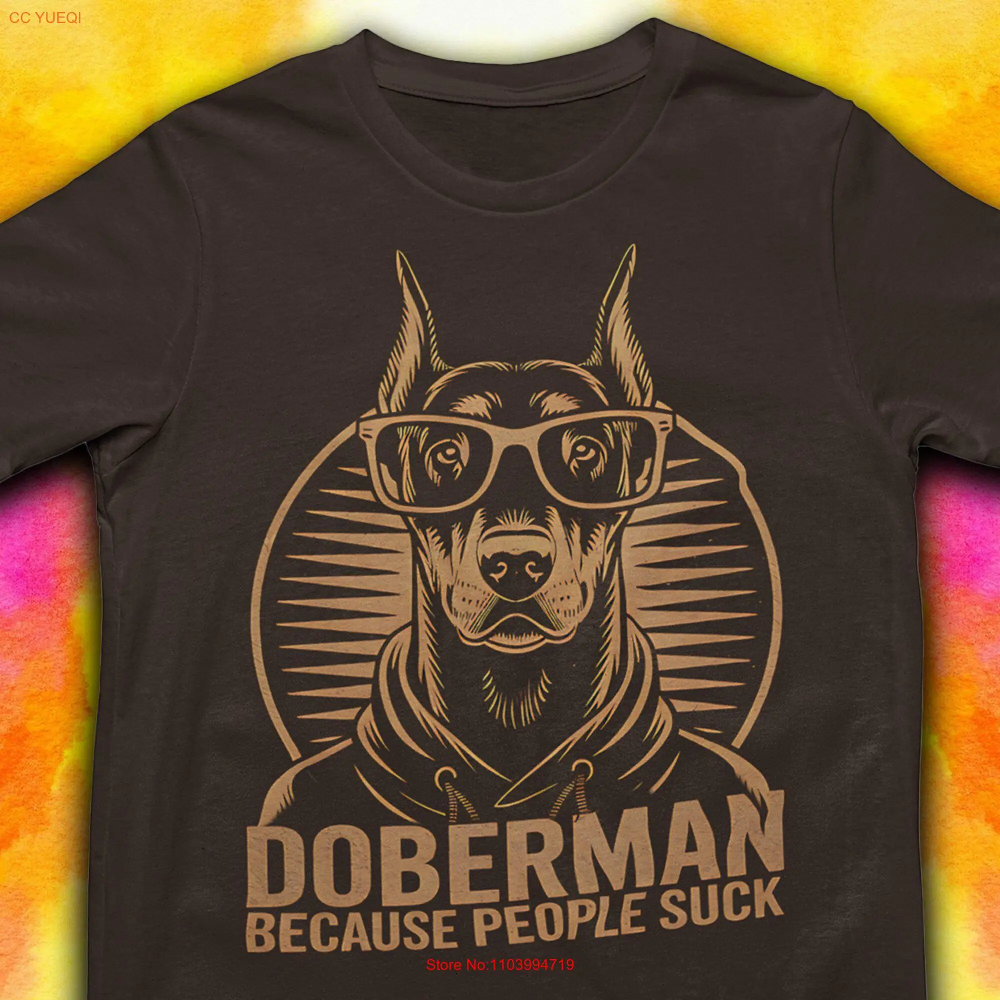 Doberman T Shirt Face Cool Fierce Dobie BesT GifT long or short sleeves