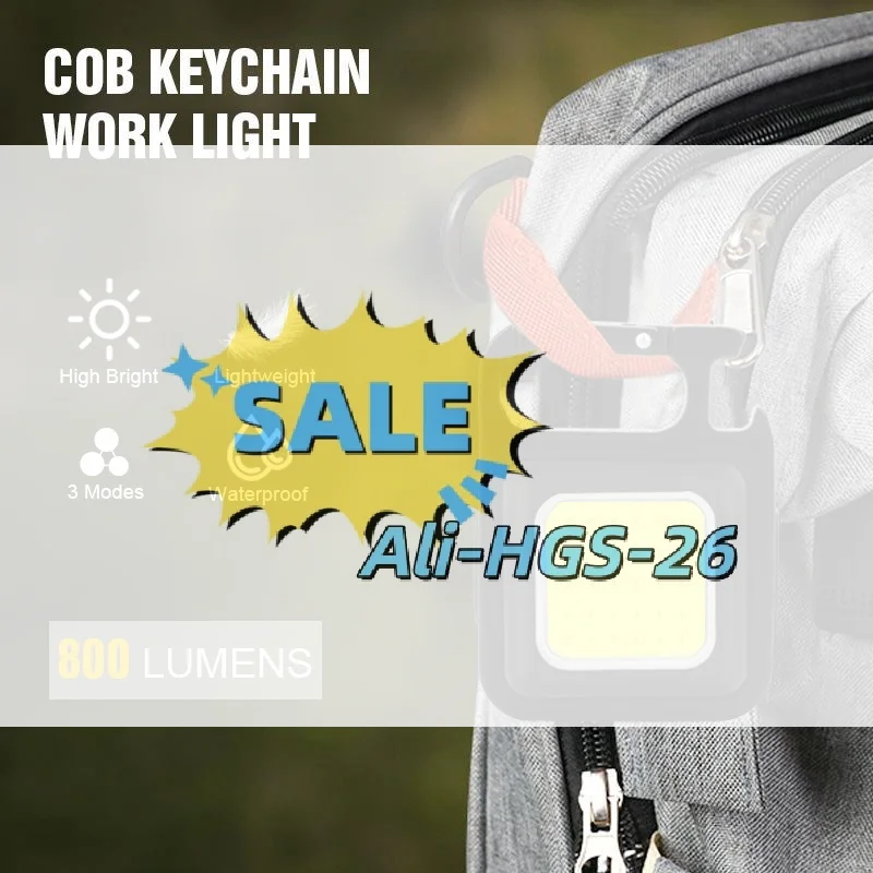 

COB LED Rechargeable Flashlight - High Power Type-C Mini Keychain Torch for Camping & Work, Pocket-Sized Search Light