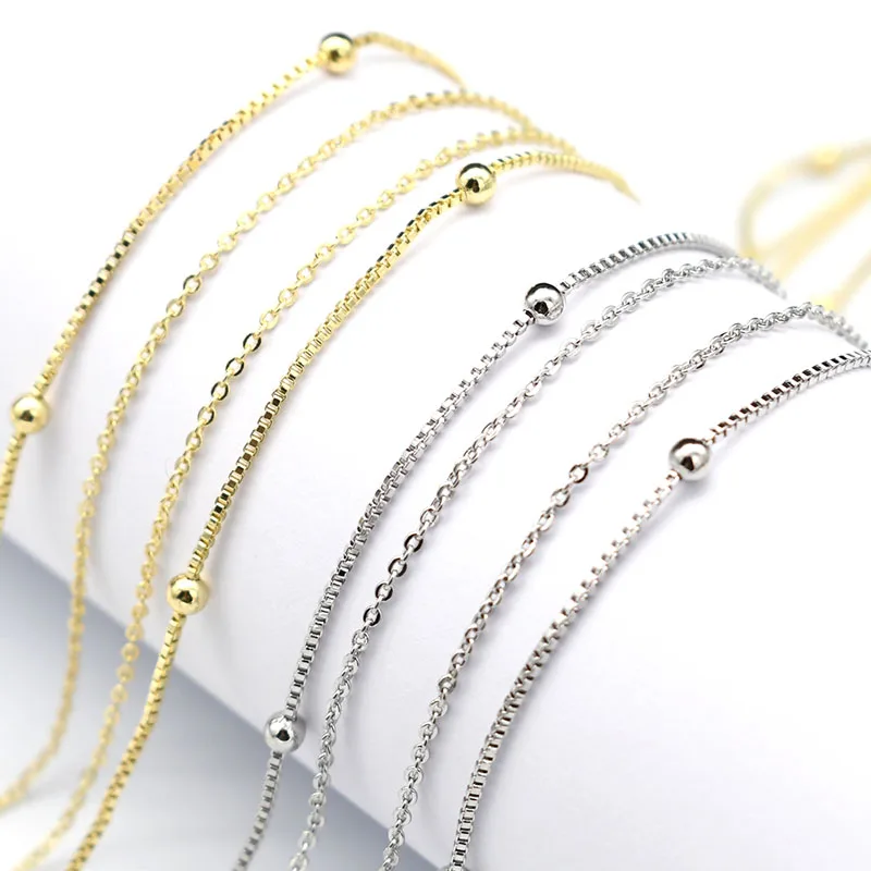 Jewelry Making Suppliers Nickel Free Color Remain Gold Plated Copper 2mm O Shape Double Layer Necklace Chain for Women