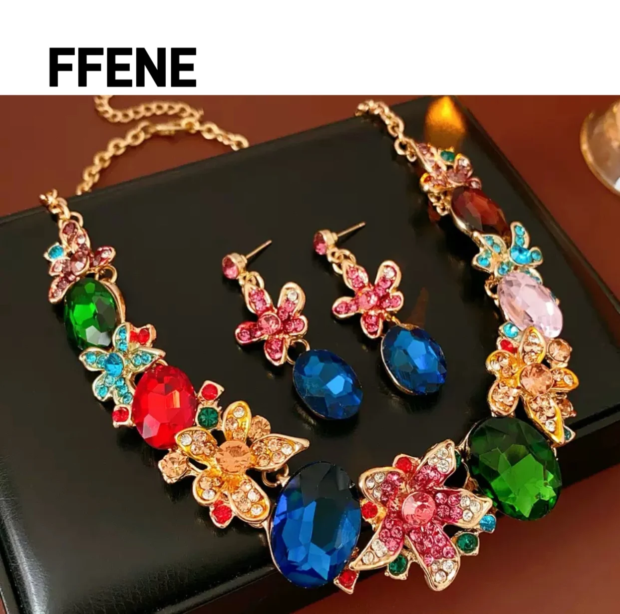 

Luxurious flower earrings, necklace, fashionable, exquisite, versatile, collar chain, high-end, hot-selling accessories