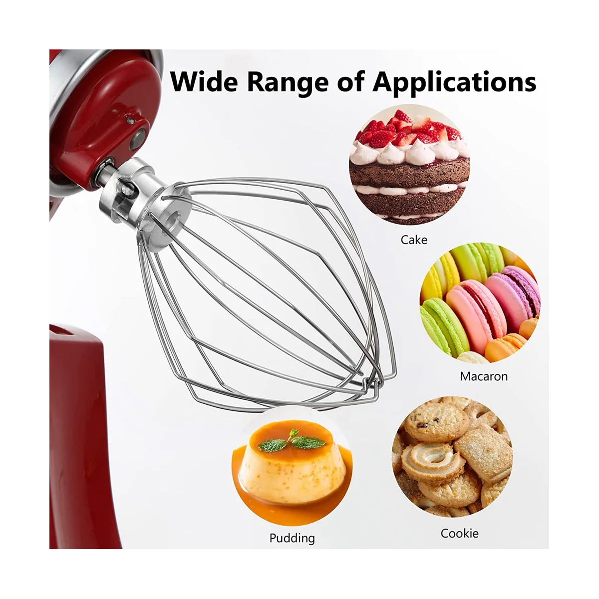 주방 보조 스탠드 믹서용 와이어 채찍, 거품기 부착물, 스테인리스 스틸 에그 크림 교반기, 5QT 리프트 및 6QT