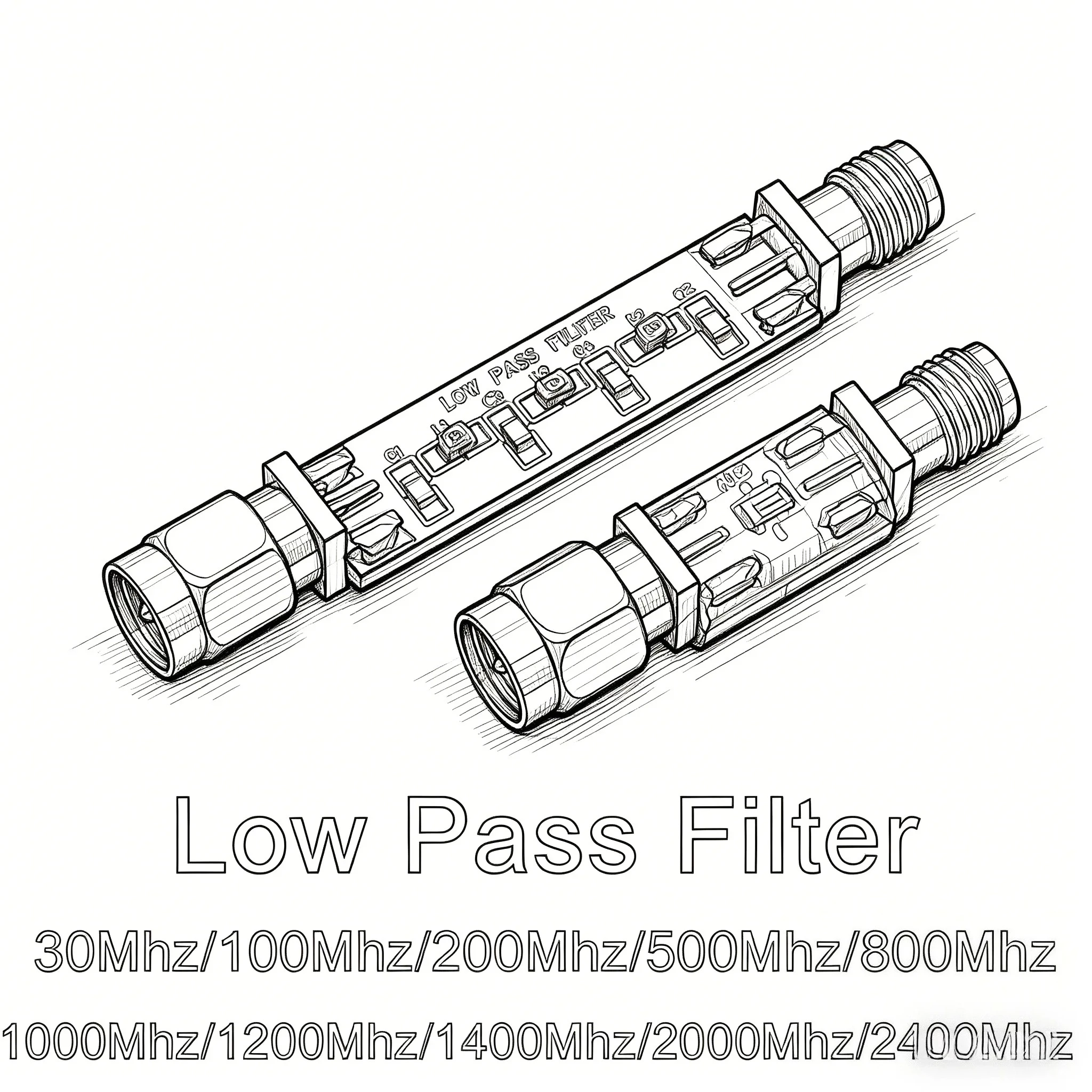Low Pass Filter 30M 100M 200M 500M 800M 1000M 1200M 1400M 2000M 2.4Ghz LPF for RF Amplifier Signal Transmitter Receiver Radio
