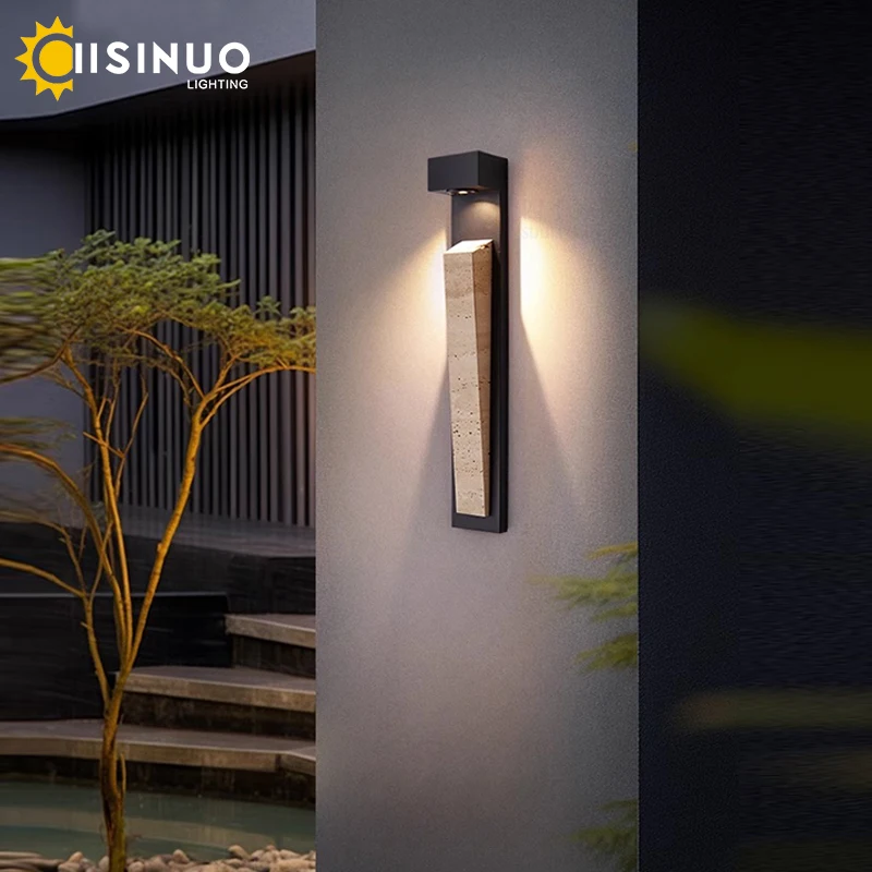 Waterproof Outdoor Wall Light Natural Stone Exterior IP65 Weather-Resistant Lighting for Garden Porch Balcony Villa & Patio Deco
