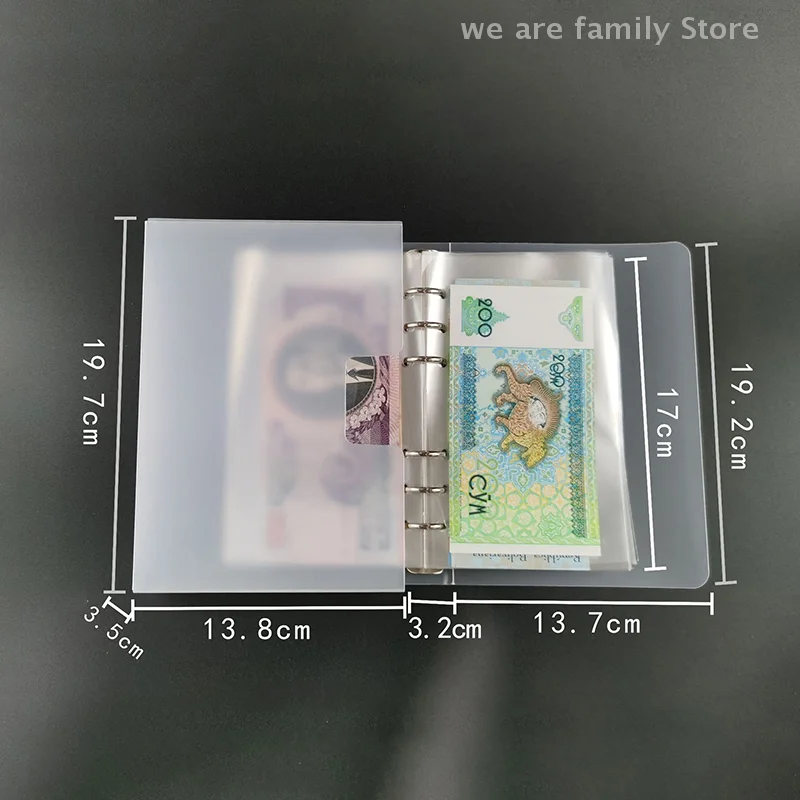 100 kieszonkowy album walutowy Przenośny uchwyt na banknoty Papierowe koszulki na pieniądze Książka do przechowywania biletów Materiały do ​​zbierania znaczków