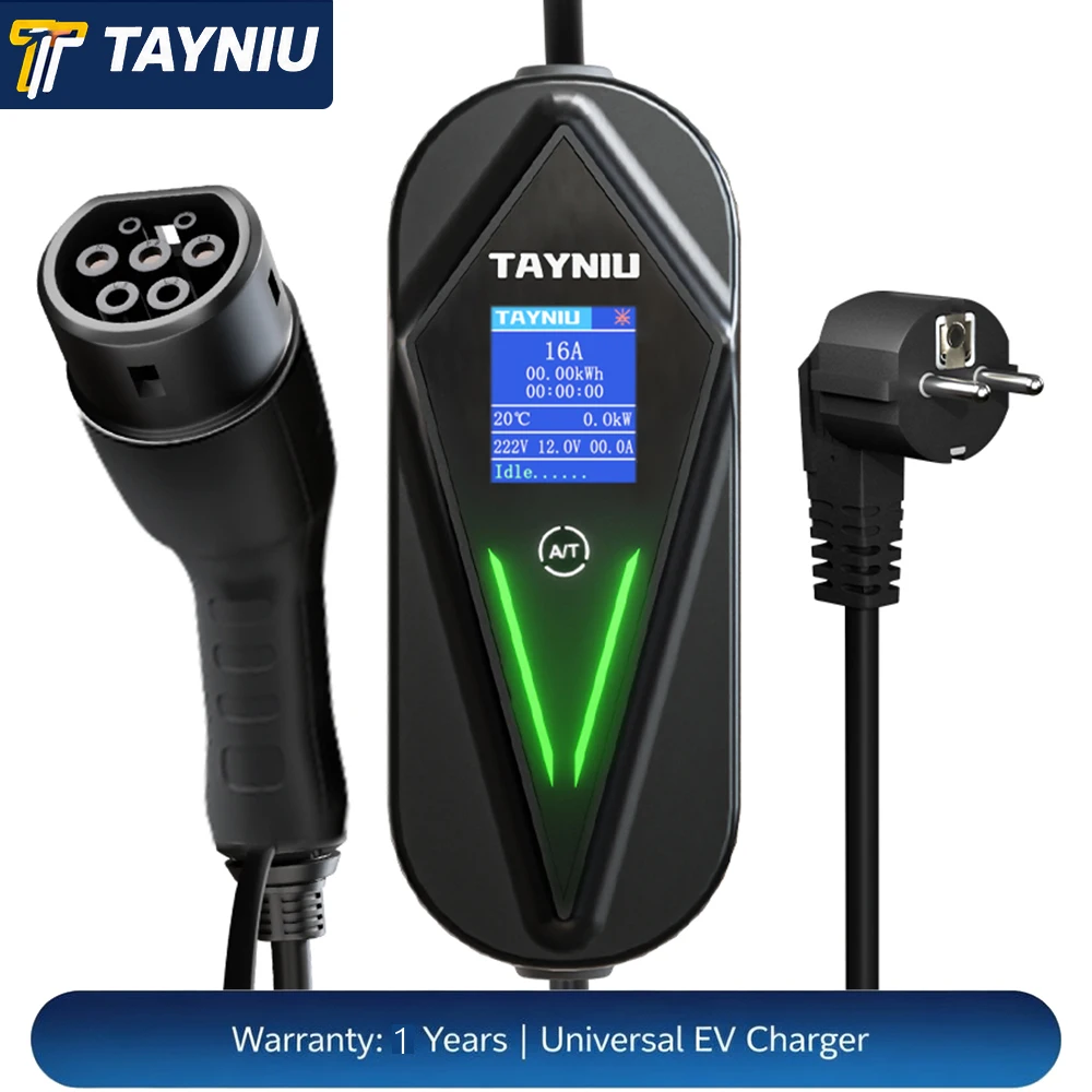 

TAYNIU 3.5KW 16A EV Charger AC 80V-260V Type2 IEC 62196-2 Mennekes EU Plug Universal Portable Car Charger for Tesla BYD VW