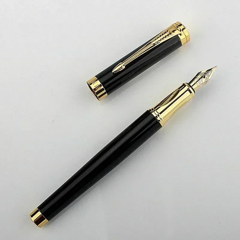 

Gold Arrow Clip Fountain Pen New Black Luxury Elegant Pens 0.5mm Extra Fine Nib Writing Office School Supplies Stationery