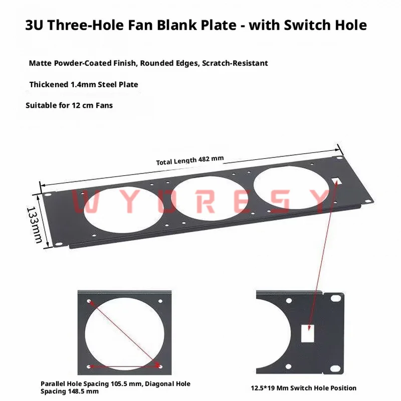 for 19 Inch Cabinet 1U/2U/3U Fan Blank Frame Standard Rack Size Reserve Fan Mount Space And Optimize Internal Airflow