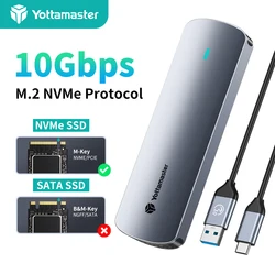 Yottamaster NVMe PCIE 솔리드 스테이트 드라이브 케이스, M.2 SSD 인클로저, USB 3.2 C 타입, 10Gbps, PC 노트북용 어댑터 스토리지 박스