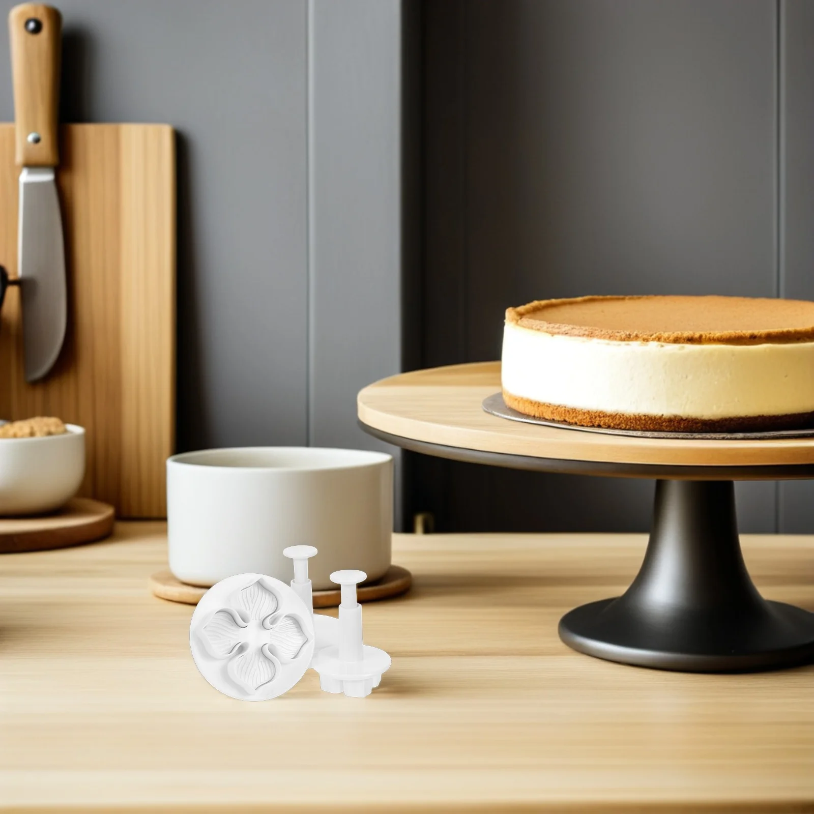 3 pezzi stantuffi per taglierina per fondente di ortensia 3 diverse dimensioni stampi per biscotti per torta in plastica dura bianca taglierina per fondente di ortensia