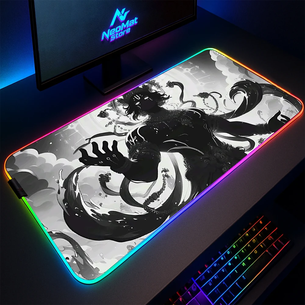 

Коврик для мыши Krishna с подсветкой игровой коврик для мыши Mit Led аксессуары для ПК аниме ковер черный и белый настольный коврик Rgb большой 1000x500