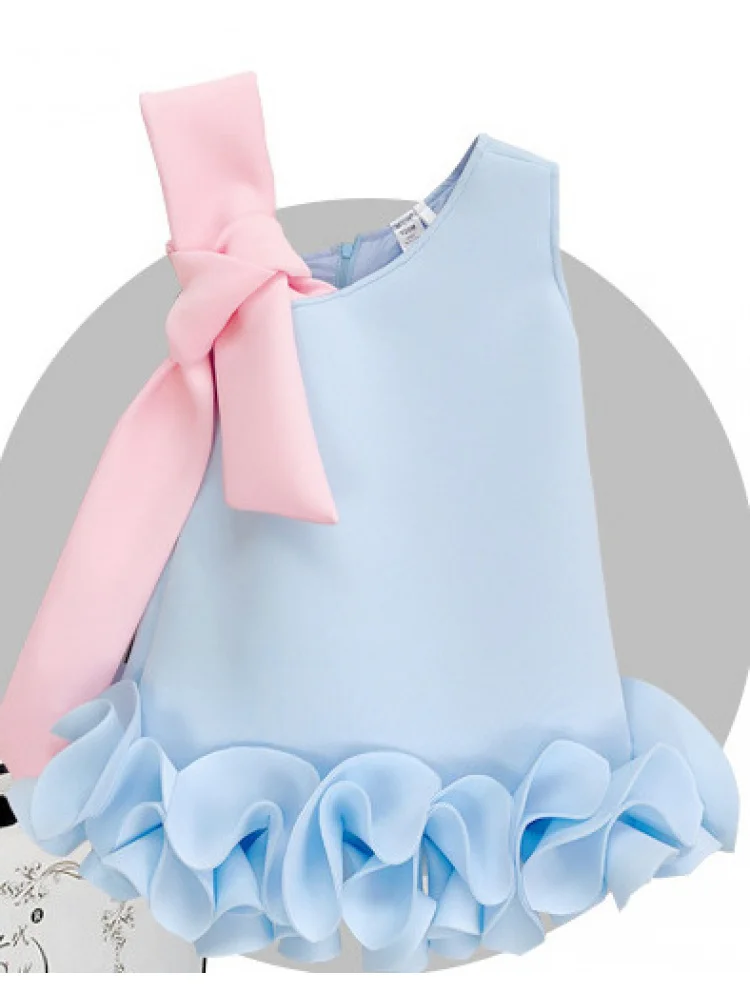 European and American Children's Dress Dopamine Vest Dress Bow Spring and Summer Birthday Fashion Sweet Girl Princess Dress