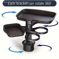3-in-1 Detachable Car Cup Holder Tray-Expandable Food Table With 360° Rotating Design,Sturdy Base For Long Road Trips Table Tray