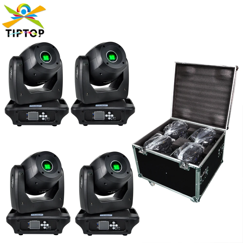 

4IN1 Flightcase Pack 100W Zoom Beam Wash Moving Head Light для сценического освещения Эффект Цветная призма Гобо Линза DMX Control Dj Disco