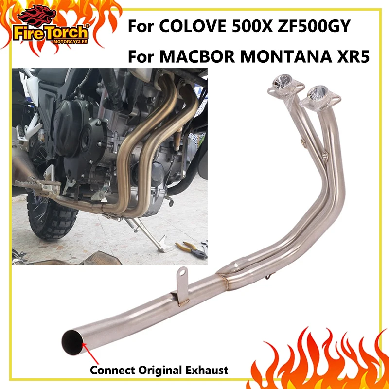 Slip On For COLOVE 500X ZF500GY MACBOR MONTANA XR5 Link Tube Motorcycle Exhaust Escape Front Link Pipe Connect Original Muffler