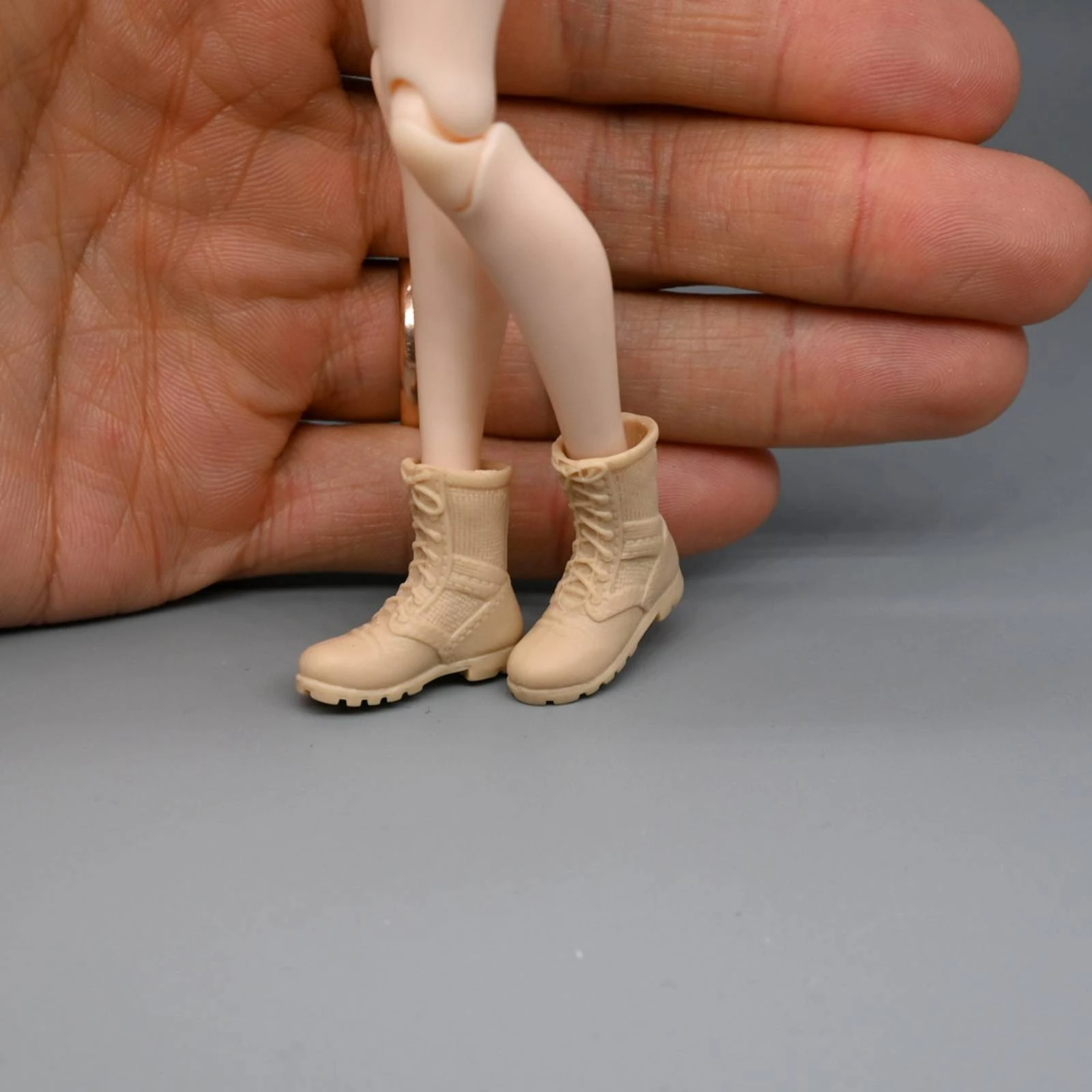 Mini Combat Boots Miniature Lace-up Combat Boots Figure Shoes Molded Footwear Structured