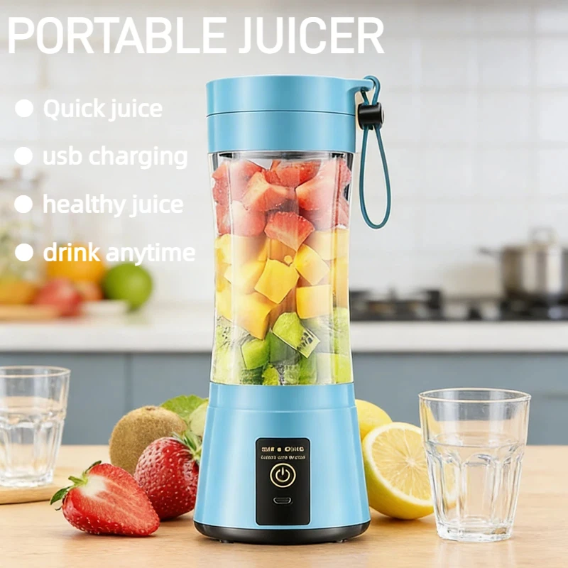 Licuadora Portátil Inalámbrica de Tamaño Personal - Mini Licuadora para Hacer Smoothies y Batidos, Vaso de Viaje de 380 ml Libre de BPA para Oficina/Hogar/Gimnasio