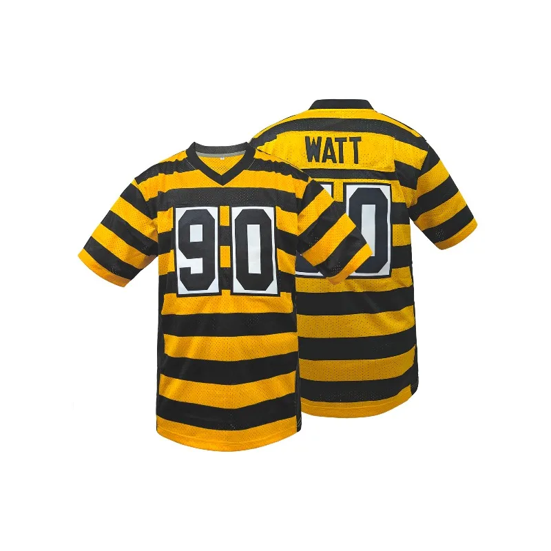 

Men's Football Jersey Pittsburgh#92 #90 #14#43 Embroidered Rugby Jersey Breathable Retro Mesh Short Sleeve T-Shirt Men Clothing