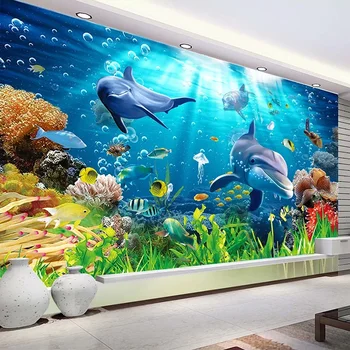 Papel de parede foto personalizada para paredes 3d, fundo subaquático para sala de estar, quarto, tv, mural de parede para decoração