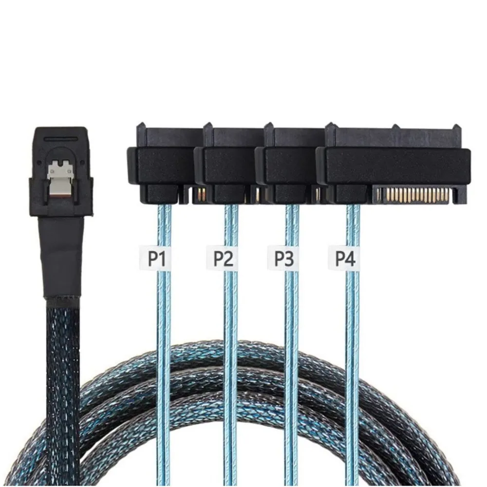 0.5M/1M Mini Sas Sff-8087 To 4 Sff-8482 Server Array Card Hard Drive Data Cable Sata Power Cable