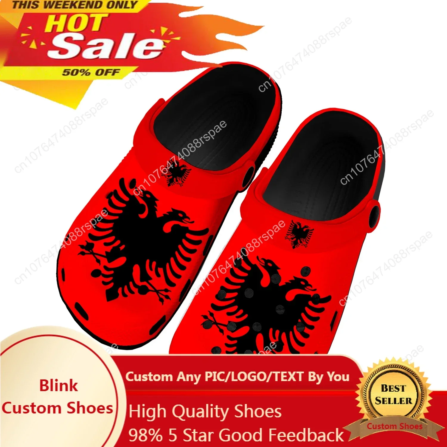 

Albanian Flag Home Clogs Custom Water Shoes Mens Womens Teenager Albania Shoe Garden Clog Breathable Beach Hole Slippers