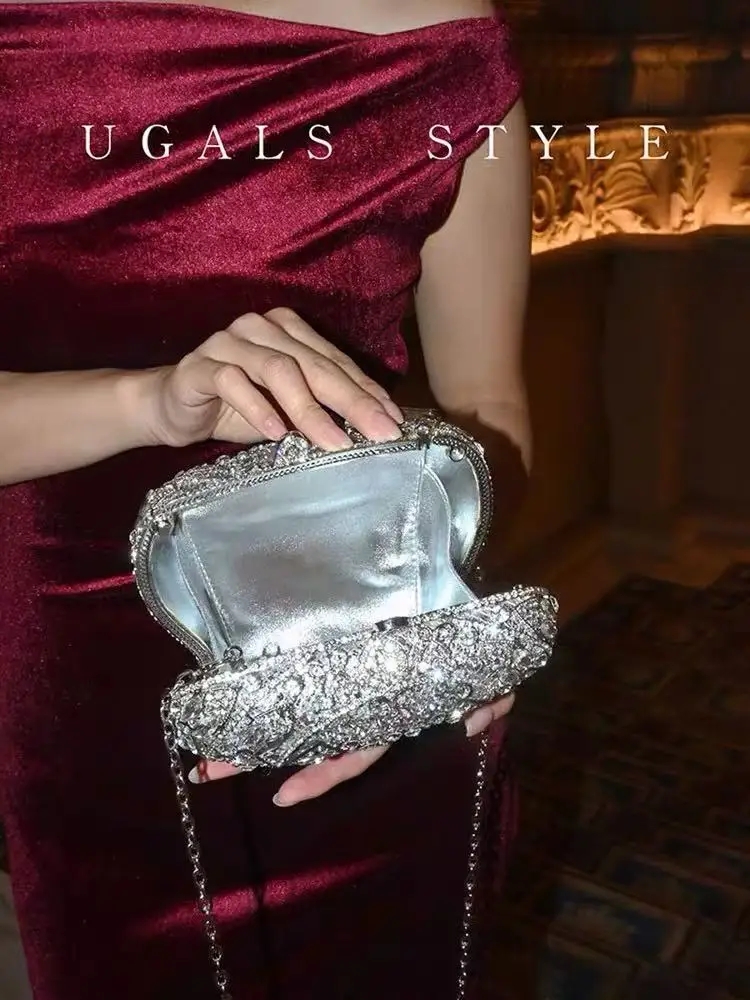 

High Quality Glitter Clutch Purse Wedding Party Banquet Bag Crystal Rhinestone Diamond Evening Bag Luxury Designer Women Handbag