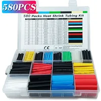 127/164/328/580Pcs Heat Shrink wrapped Shrinking Insulation Sleeving Thermal Casing Car Electrical Cable Shrink Tube Tube Kit