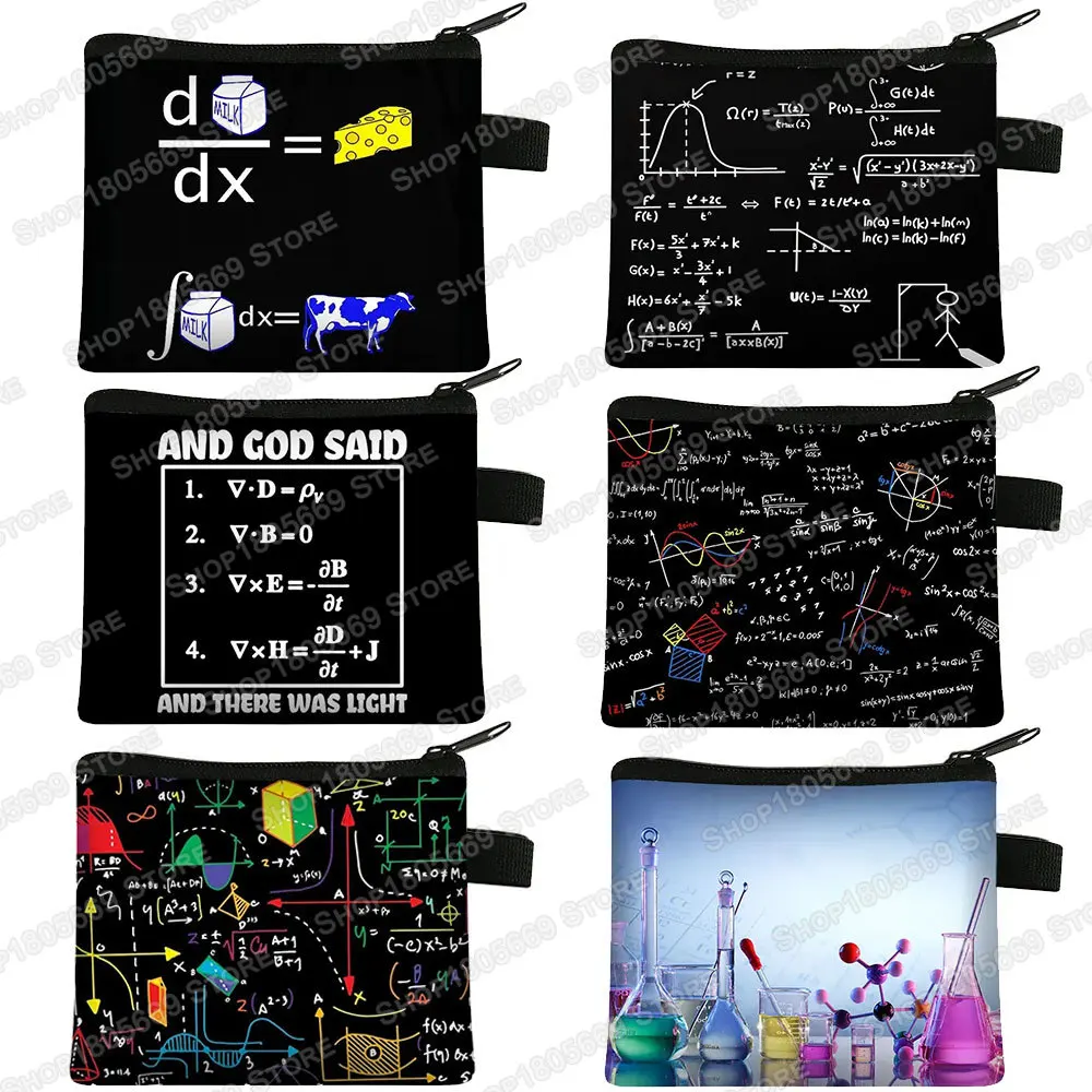 Math Formula Geometry Algébrica Print Coin Purse para homens e mulheres, ciência, física, química Carteira, ID, cartão de crédito, Money Coin Bags