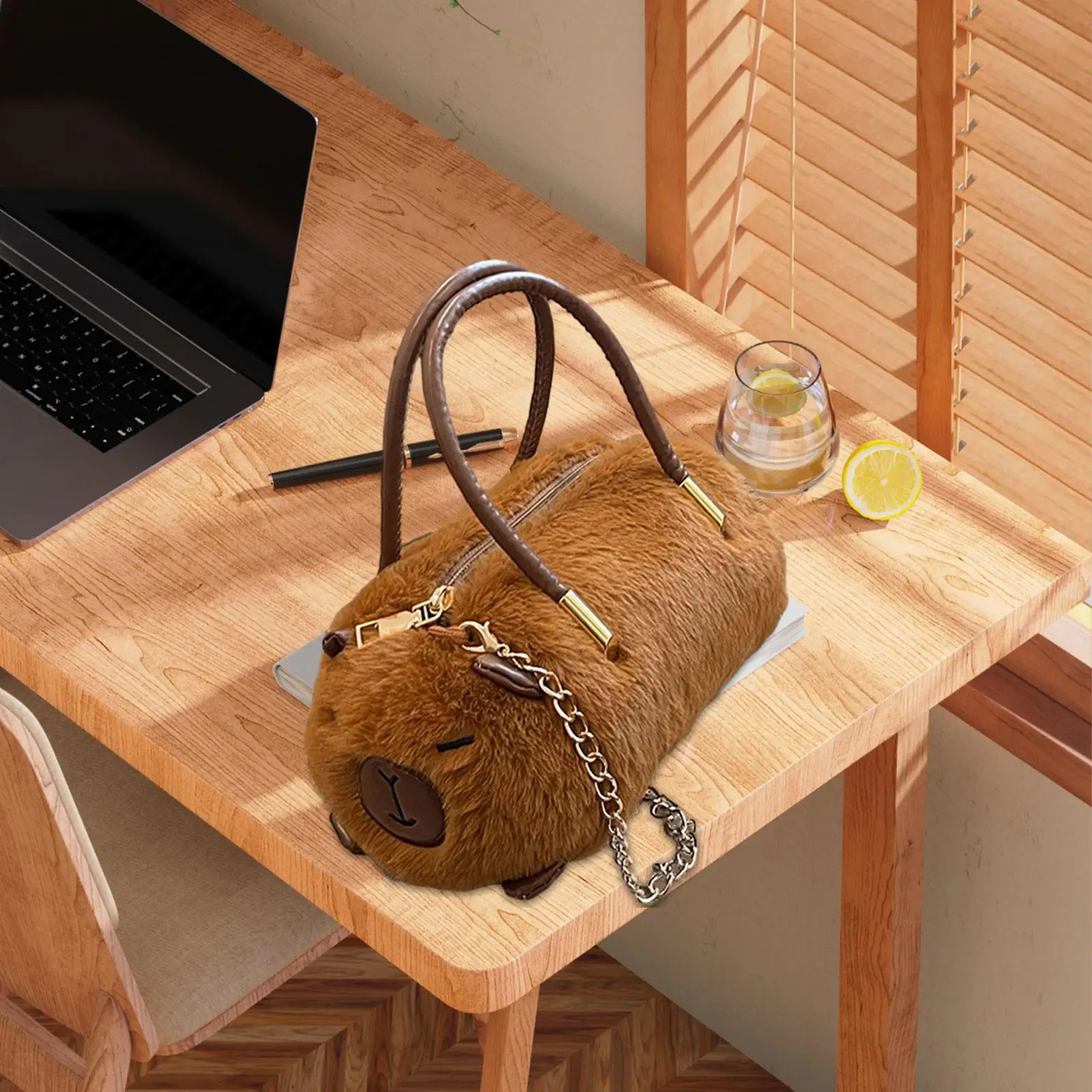 

Сумка на плечо Capybara, сумка на цепочке, большая вместительная сумка для куклы Capybara, новинка, мягкая теплая сумка через плечо, зимняя сумка