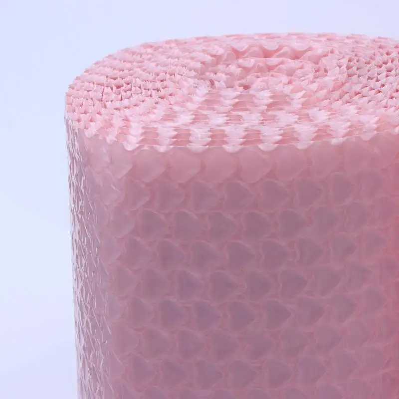 Pink Heart Pattern Thickened Bubble Film Shockproof Anti-Drop Protective Wrap for Vintage Goods Shipping Packaging