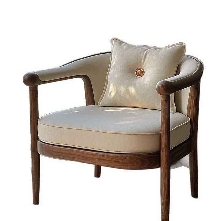 @North American Black Walnut Solid Wood Sofa Chair Lounge  Designer High-end Villa Living Room Hotel Club Single