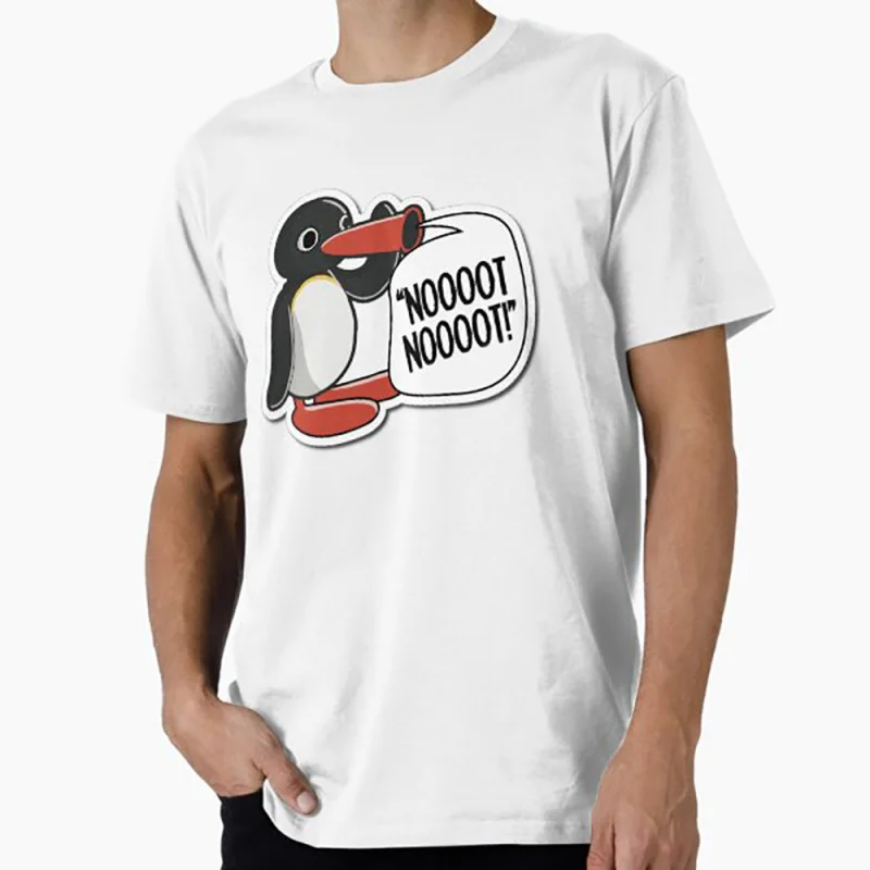 

0330 Noot Noot Pingu Meme Gift t shirt for men Funny cartoon Graphic Clothes 100% cotton printed Y2K clothing Large size tee