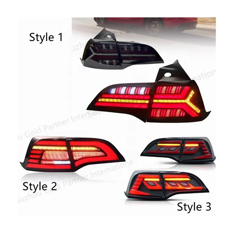 

Full LED Dynamic Taillight Taillamp Assembly 2019 for Tesla Model 3 LED Tail Light LED Yellow Turn Signal Rear Bumper 2017-2019