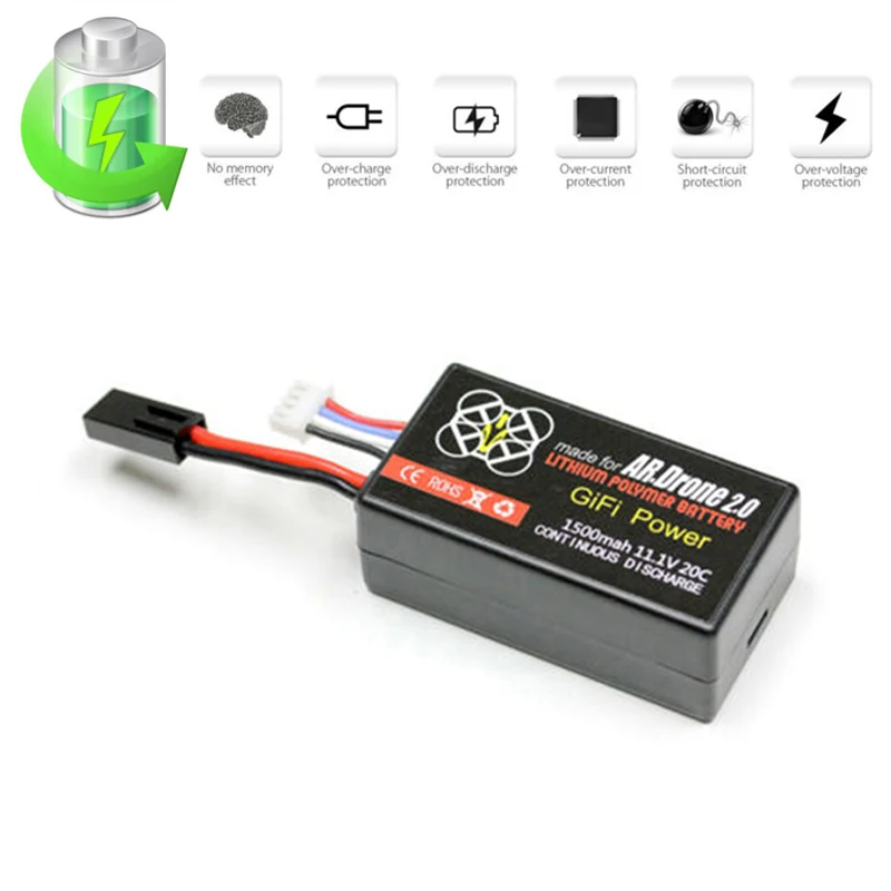 Hot 11.1V 1500mAh 20C High Power LiPo Battery Designed for Parrot AR.Drone 2.0 Quadcopter Long Flight Time