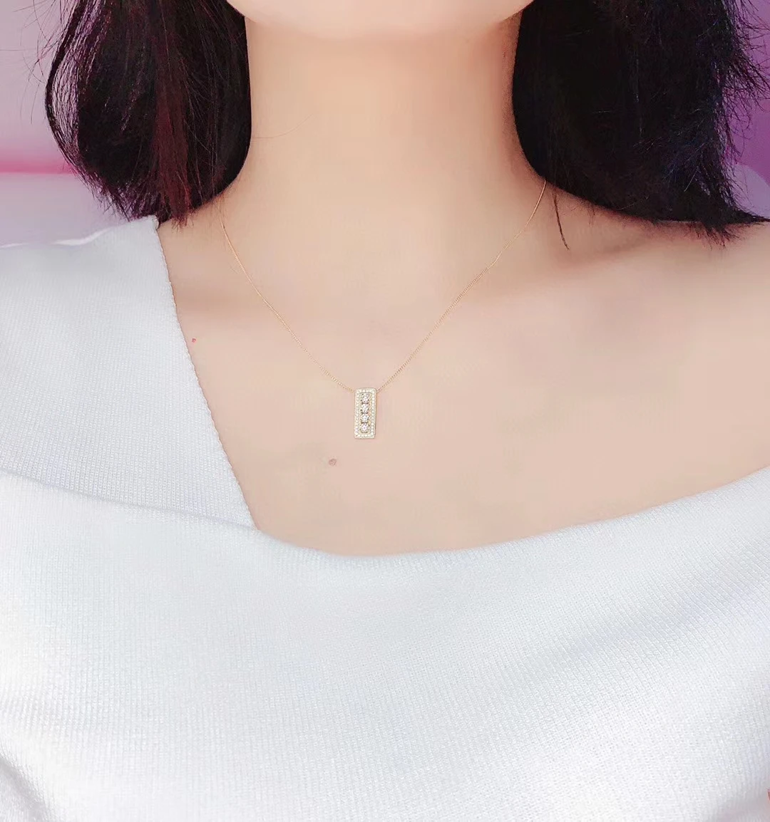 New Style Moissanite Lady Necklace Round 3mmx 3mm Size Each Gem Real 925 Silver GRA Certificate Girl Birthday Gift Fashion